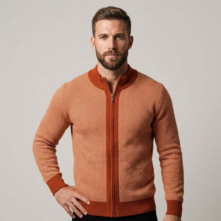 Reid Herringbone Quarter-Zip Sweater