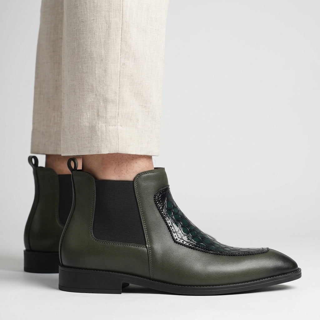 Cole Croc-Panel Chelsea Boot