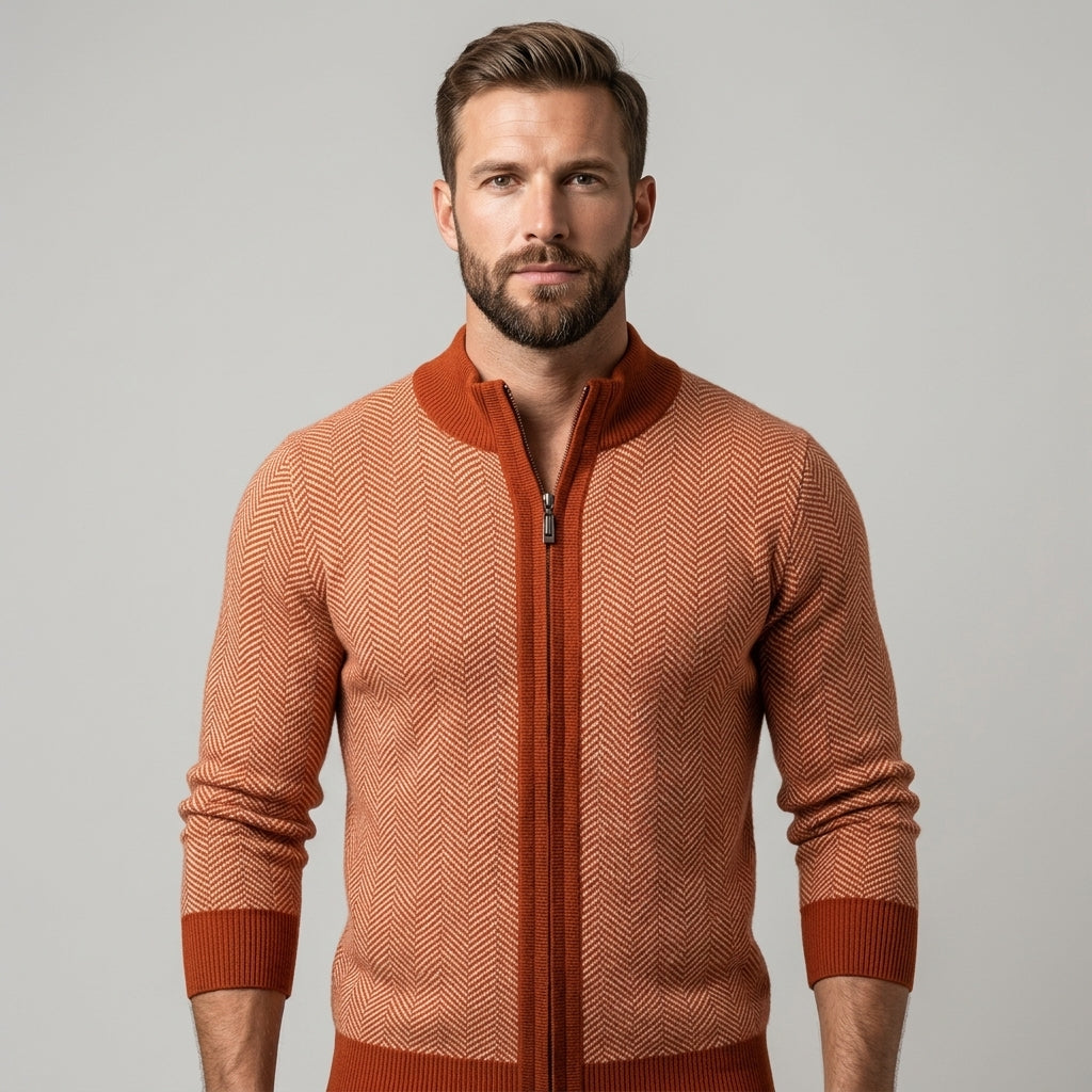 Reid Herringbone Quarter-Zip Sweater