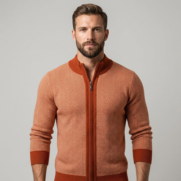 Reid Herringbone Quarter-Zip Sweater