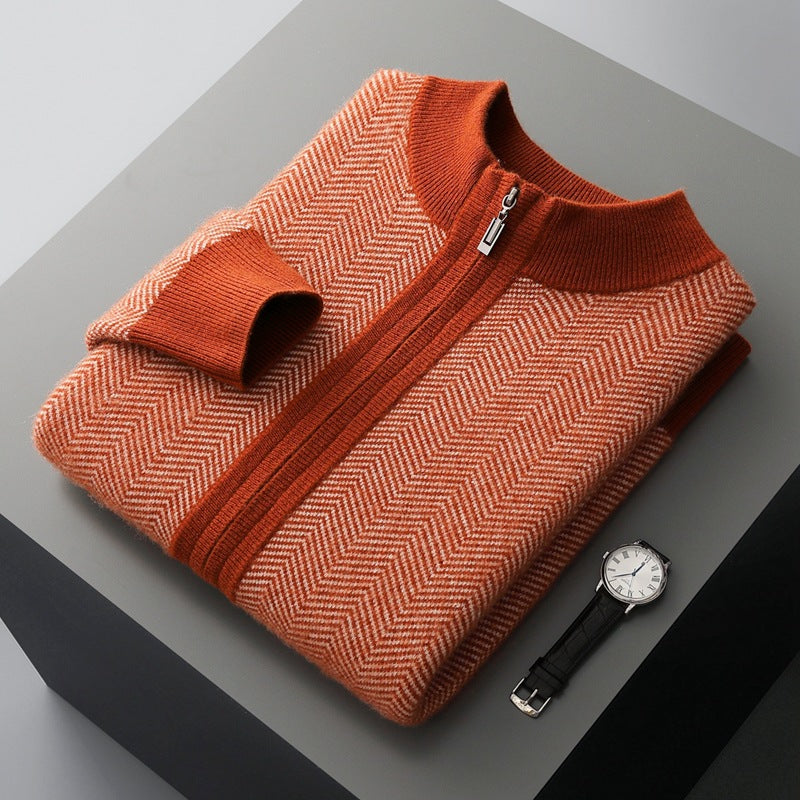 Reid Herringbone Quarter-Zip Sweater
