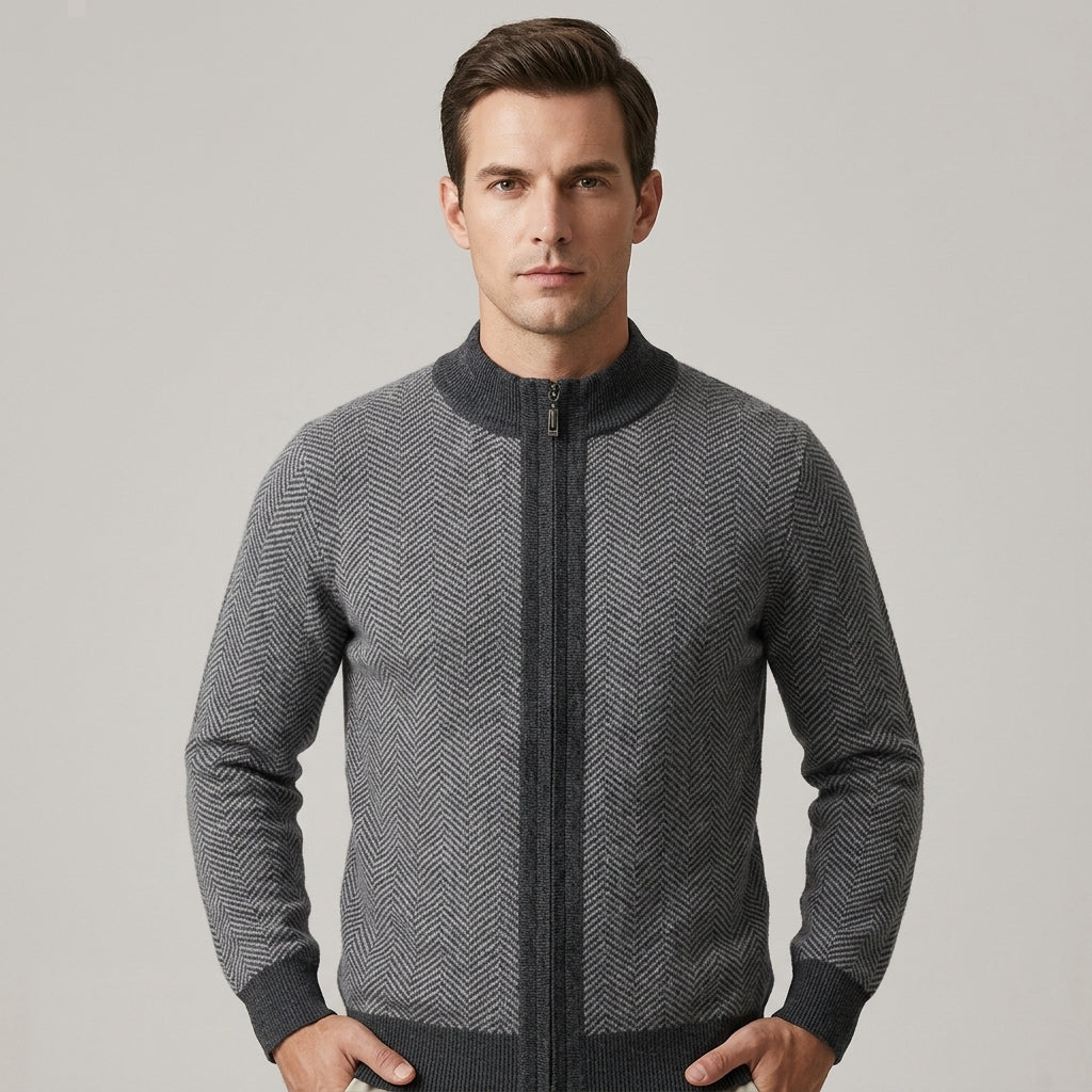 Reid Herringbone Quarter-Zip Sweater