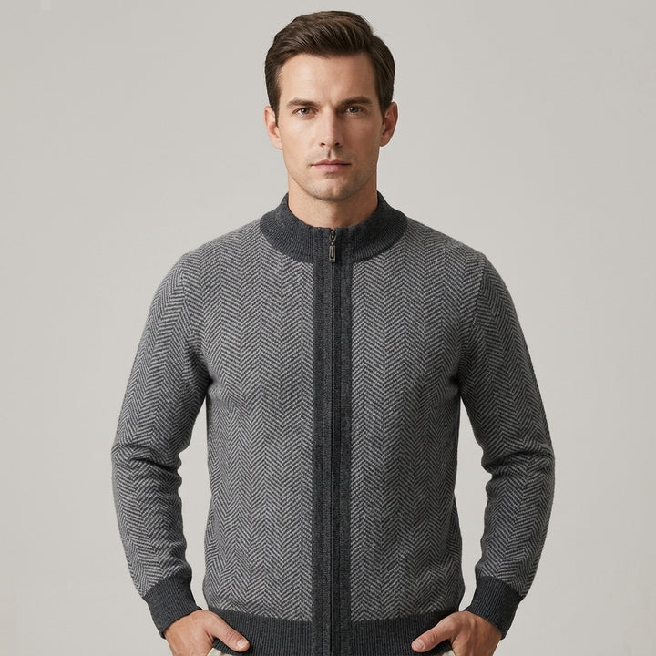 Reid Herringbone Quarter-Zip Sweater