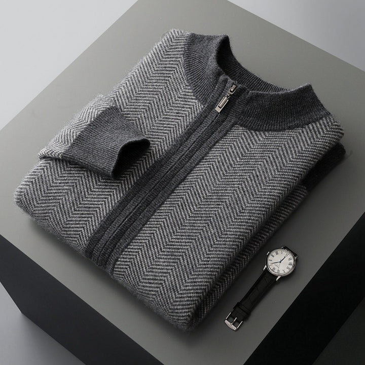 Reid Herringbone Quarter-Zip Sweater