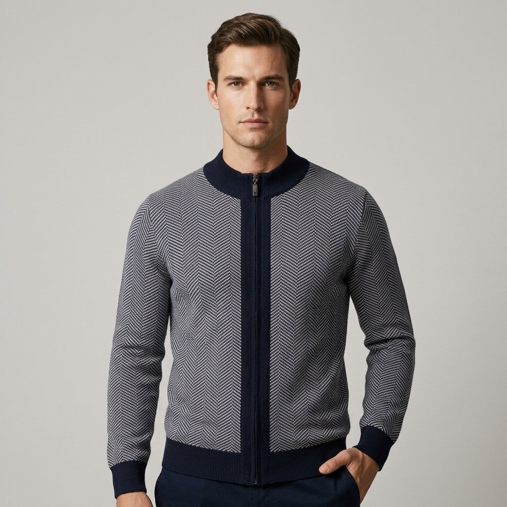 Reid Herringbone Quarter-Zip Sweater