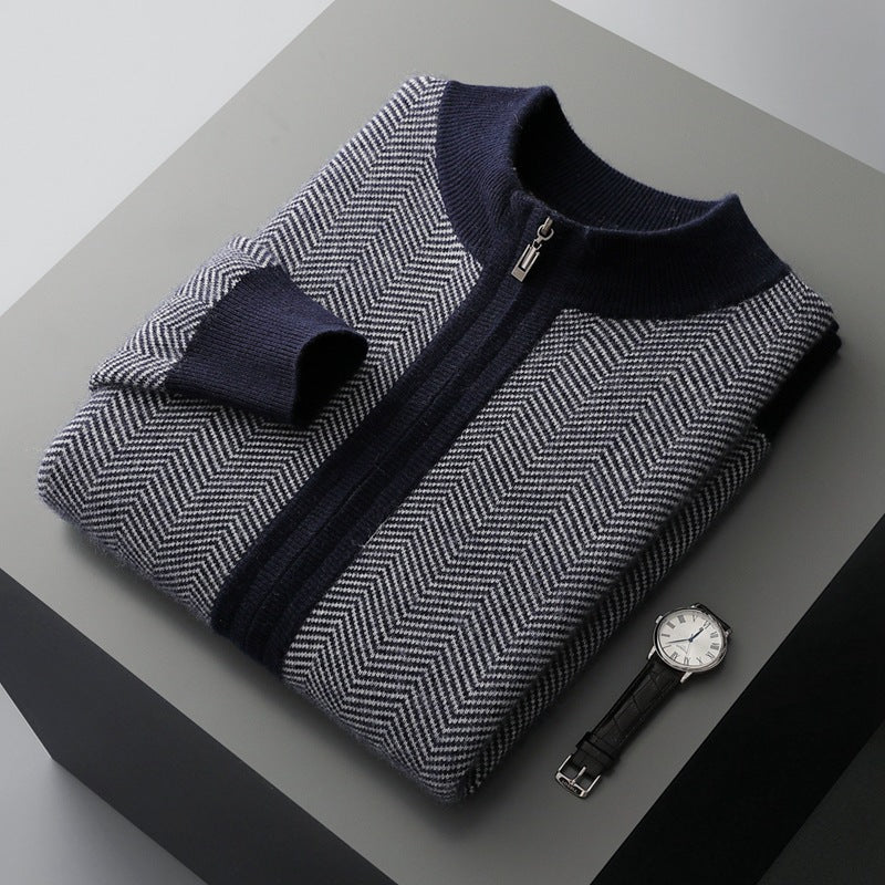Reid Herringbone Quarter-Zip Sweater