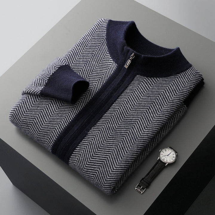 Reid Herringbone Quarter-Zip Sweater