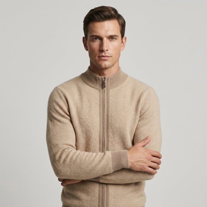 Reid Herringbone Quarter-Zip Sweater