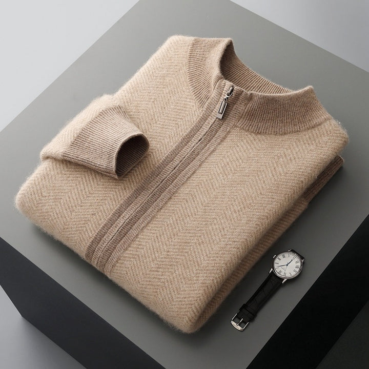 Reid Herringbone Quarter-Zip Sweater