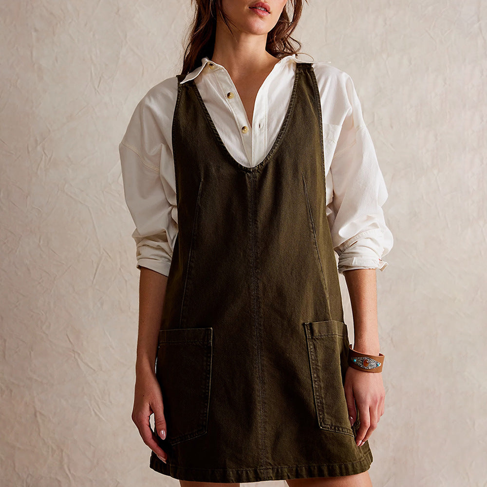 Amara Denim Overall Dress