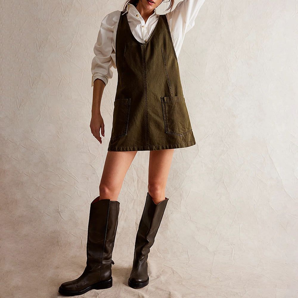 Amara Denim Overall Dress