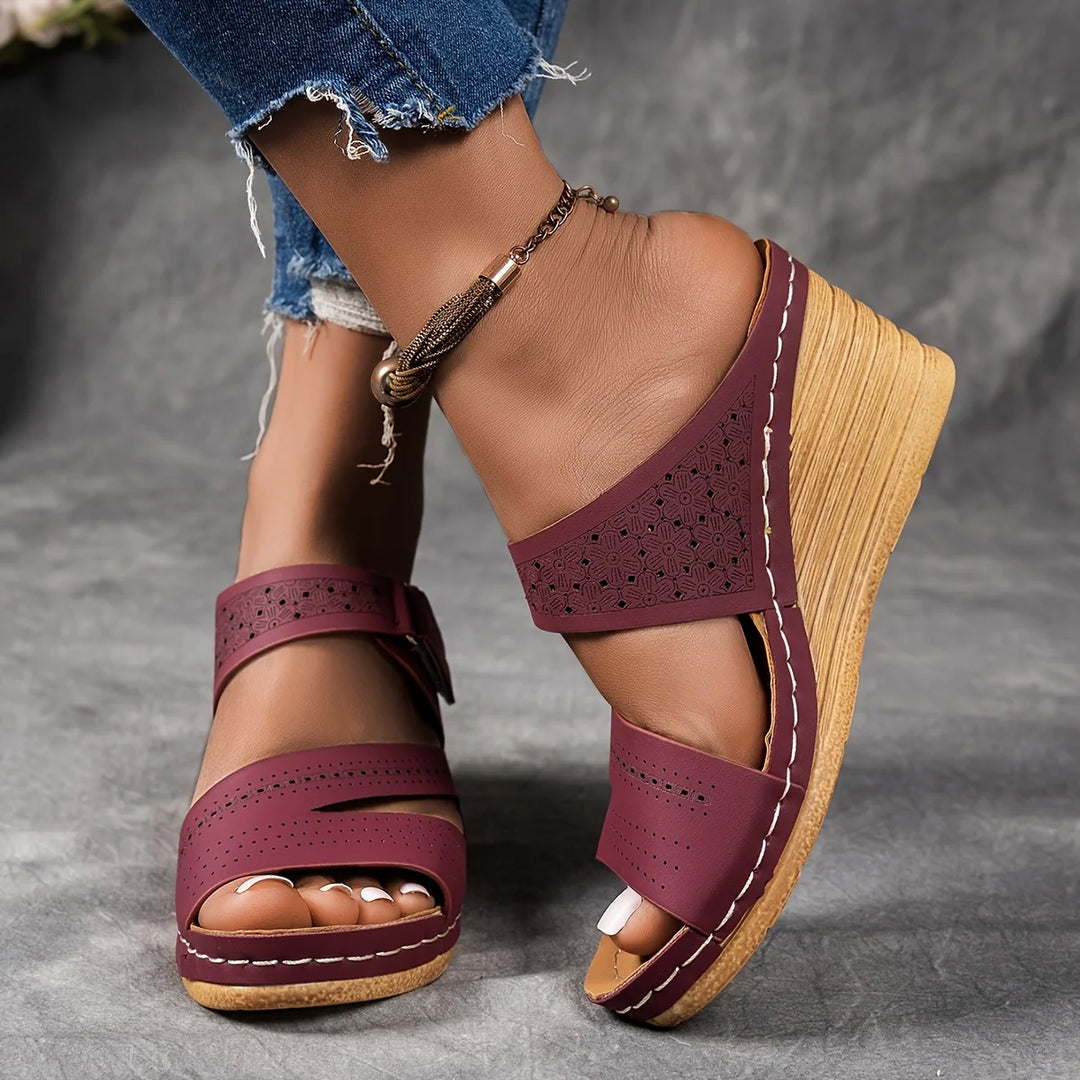 Sandra Leather Wedge Sandal