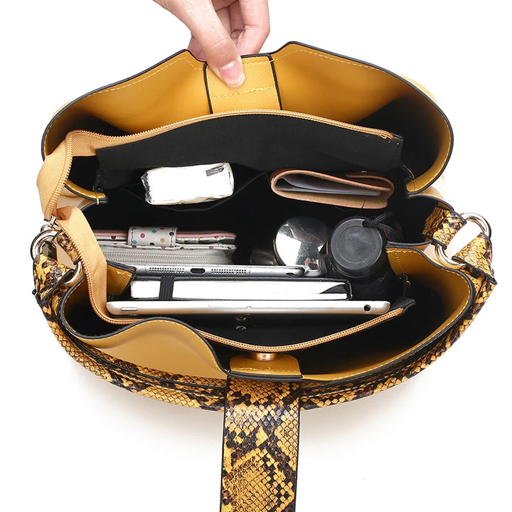 Selene Snake-Embossed Shoulder Bag
