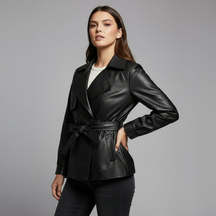 Delaney Leather Trench Coat