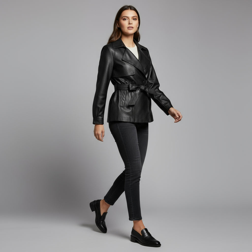 Delaney Leather Trench Coat
