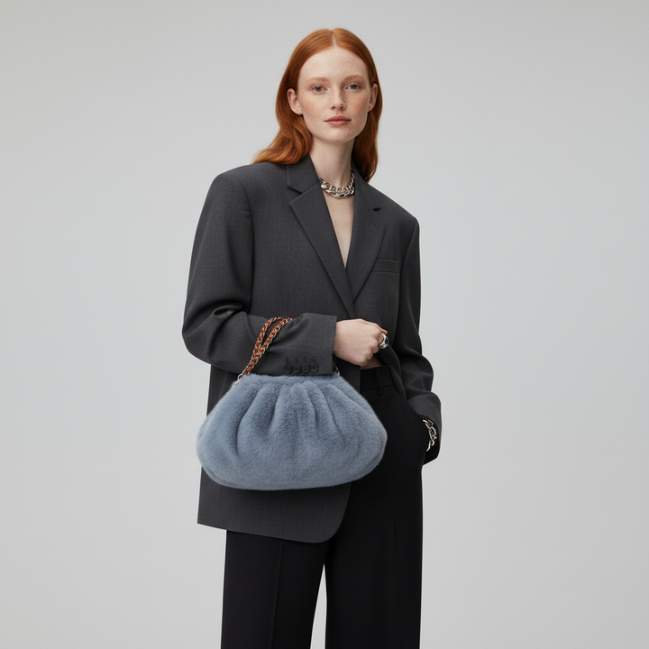 Melania Faux Mink Shoulder Bag