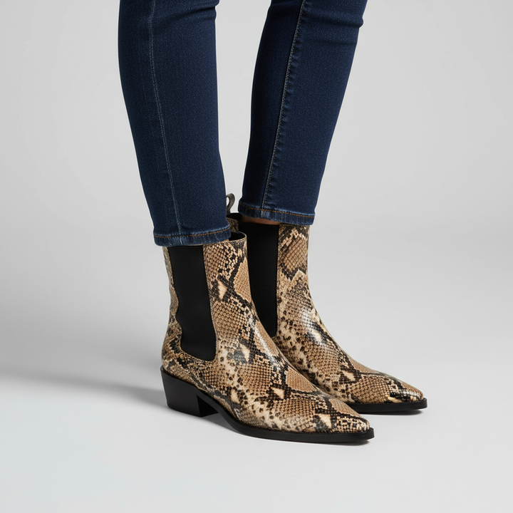 Seraphina Snakeskin Leather Bootie